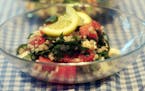 Israeli Couscous with Watermelon, Watercress and Feta.