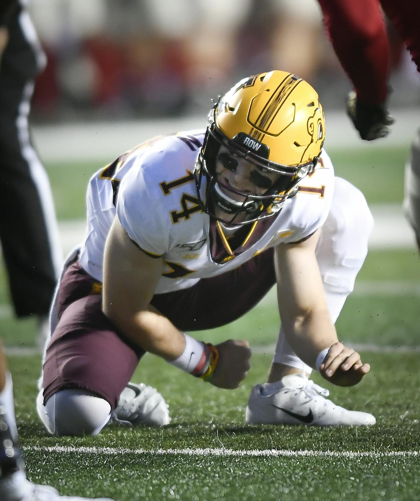 Gophers place holder Casey O'Brien watched as an extra point kick made by place kicker Michael Lantz (38) sailed through the upright for an extra point in the fourth quarter against Rutgers. ] Aaron Lavinsky &#x2022; aaron.lavinsky@startribune.com The Gophers played Rutgers on Saturday, Oct. 19, 2019 at SHI Stadium in Piscataway, N.J.. ORG XMIT: MIN1910211129416939