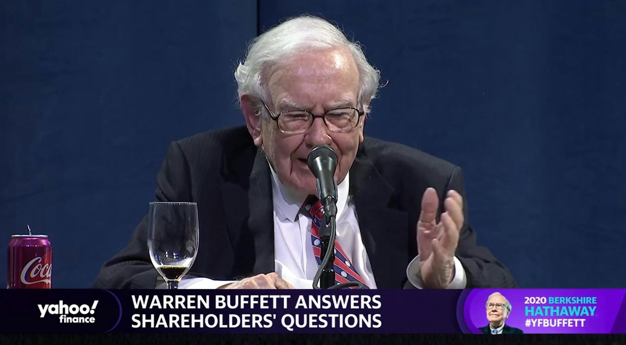 Warren Buffett spoke Saturday from an Omaha, Neb., arena to Berkshire Hathaway shareholders via the internet rather than holding an in-person annual meeting.