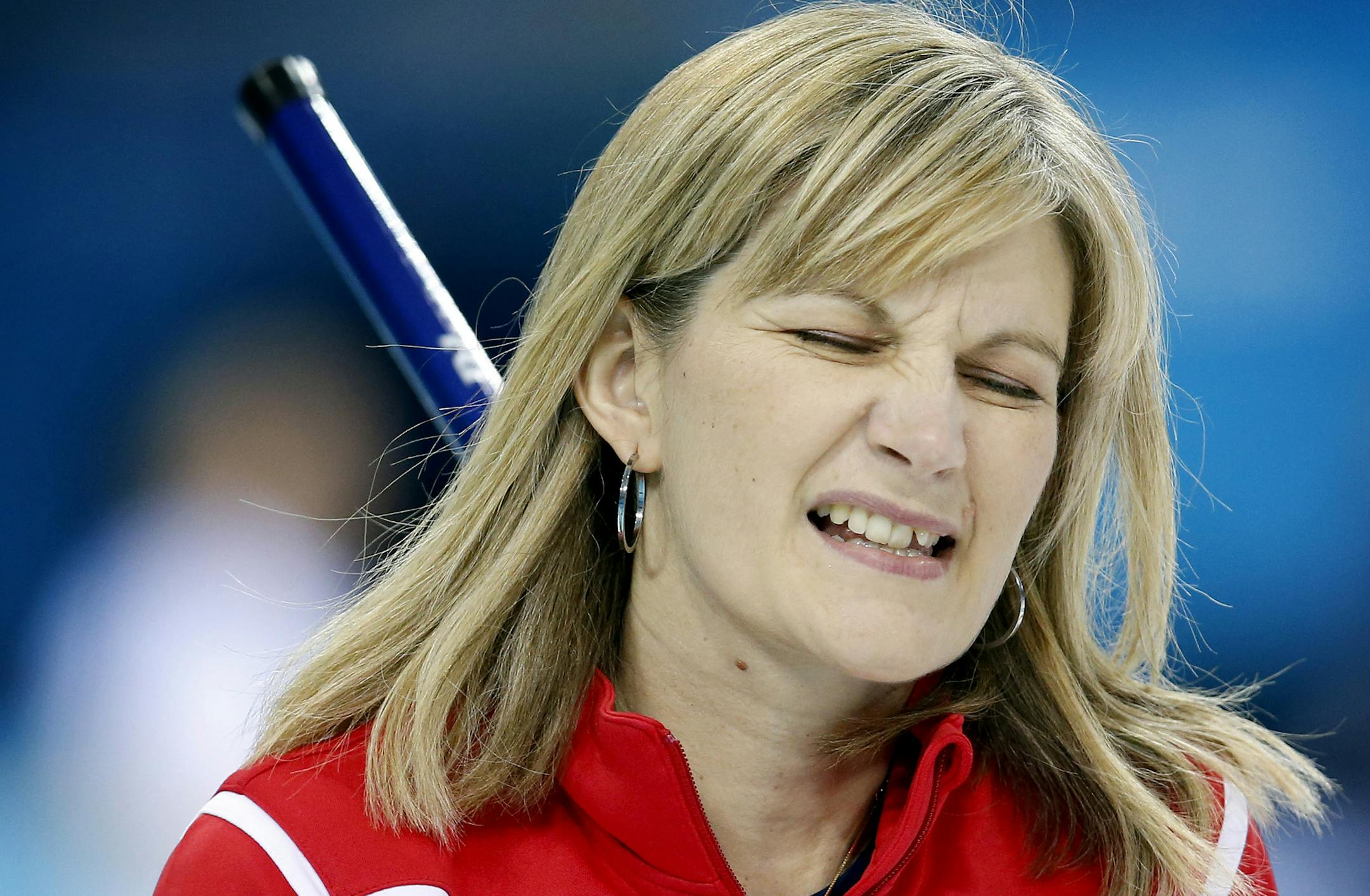 Team USA skip Erika Brown reacted during Friday's draw. Denmark beat USA 9-2. ] CARLOS GONZALEZ cgonzalez@startribune.com - February 14, 2013, Sochi, Russia, Sochi 2014 Winter Olympics, The Ice Cube Curling Center, Women's Curling, USA vs. Denmark
