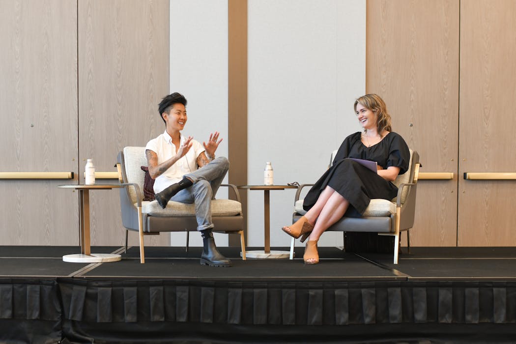 Kristen Kish in discussion with Alison Arth last summer for Spoon and Stable's Synergy Series, which brings bold name chefs to the Twin Cities.