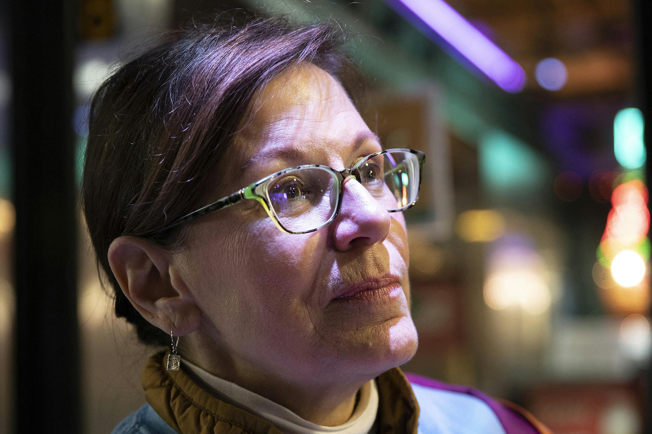 Teresa Giuliana, an ambassador of hope with Project Home, stands outside of Reading Terminal Market on Friday, Nov. 22, 2019. When vendors of the Reading Terminal had noticed an uptick in the number of homeless people in the market this spring, they turned to Sister Mary Scullion of Project Home, who appointed Giuliana to be the ambassador at the terminal. The program has made contact with 300 people in the past few months, placing 30 of them into housing and mental health services. (Heather Kha