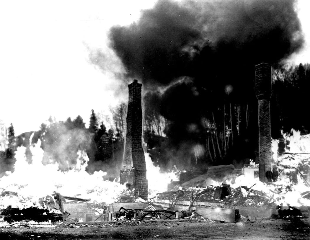 A 1951 destroyed the main lodge of the Lutsen Resort. The two-story log structure was 200 feet long.