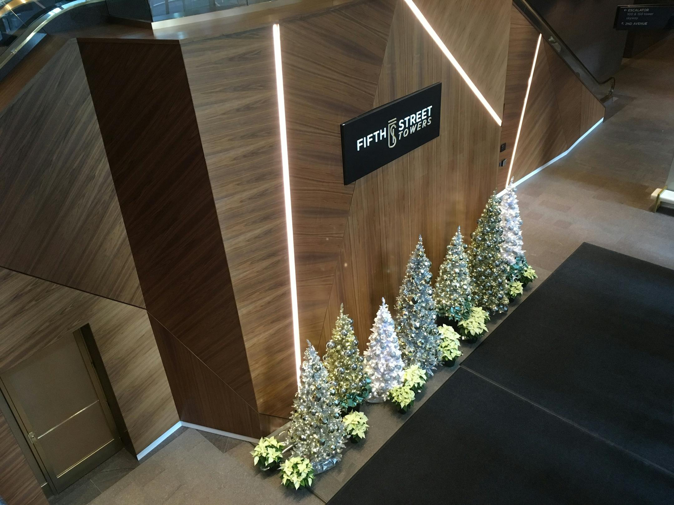 The recently renovated Fifth Street Towers lobby provides a large and welcoming public space.