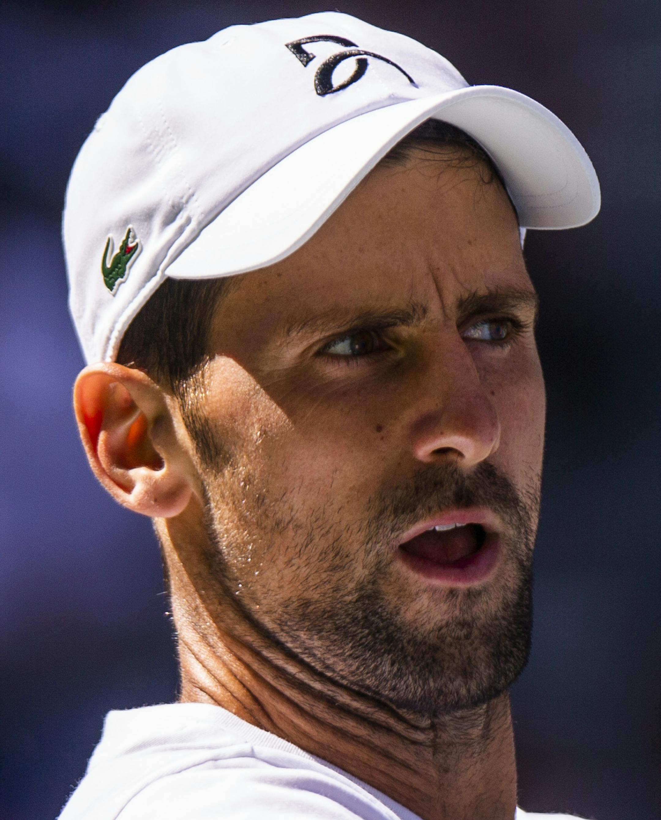 Novak Djokovic, of Serbia, returns the ball as he practices for the U.S. Open tennis tournament Saturday, Aug. 24, 2019, in New York. (AP Photo/Eduardo Munoz Alvarez)