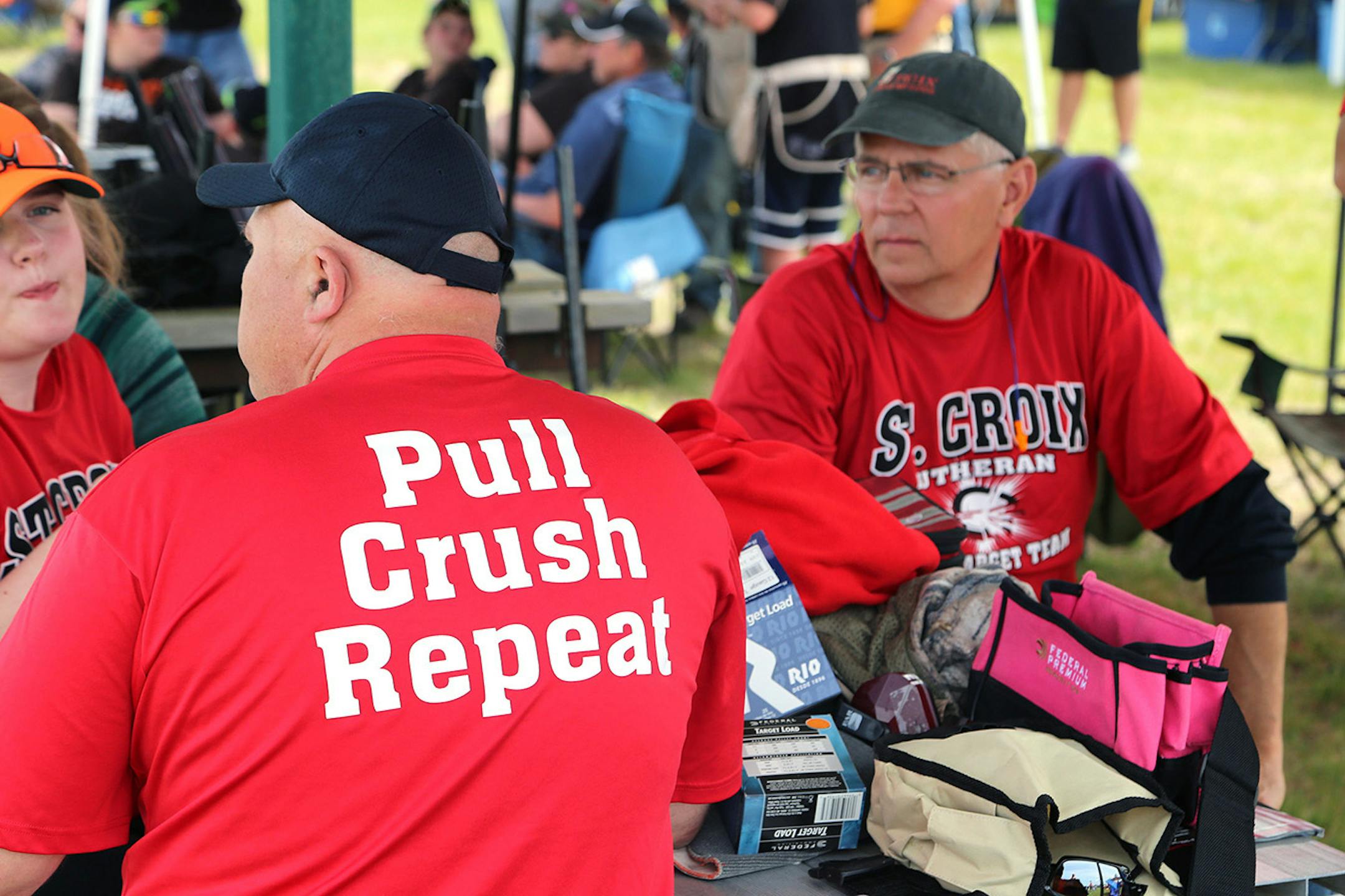 Team shirts worn by the St. Croix Lutheran clay target team boiled their intent on Thursday at the state High School Trapshooting Championship to three words: Pull (ask for a target to be thrown), Crush (break the target) and Repeat.