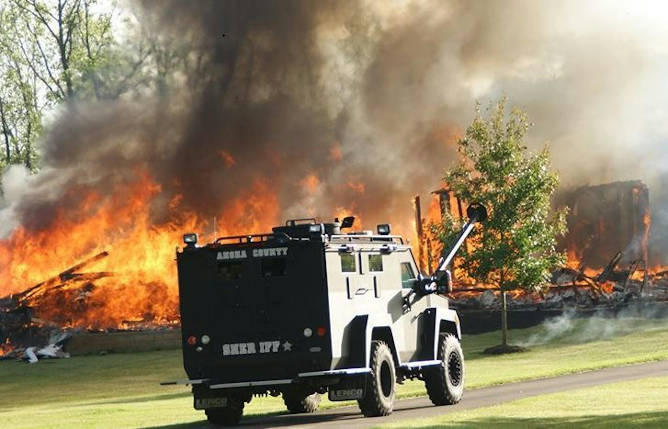 SWAT personnel were called to a house fire in Andover.
