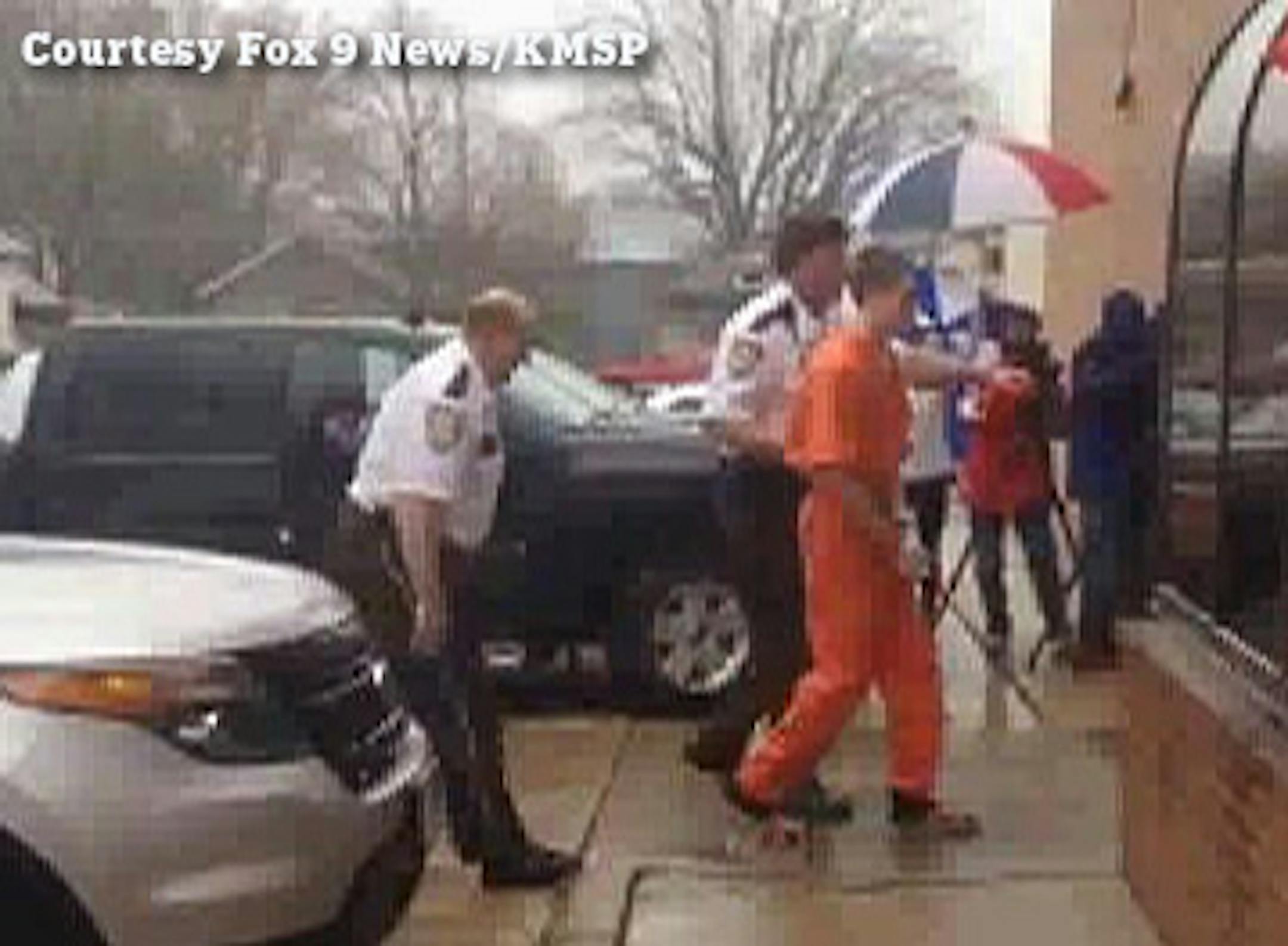 John David LaDue, the 17-year-old Waseca High junior who told police he planned to set off bombs and go on a shooting spree at his school, goes into the Waseca County Courthouse Monday, May 12, 2014. Photo courtesy Fox 9 News/KMSP.