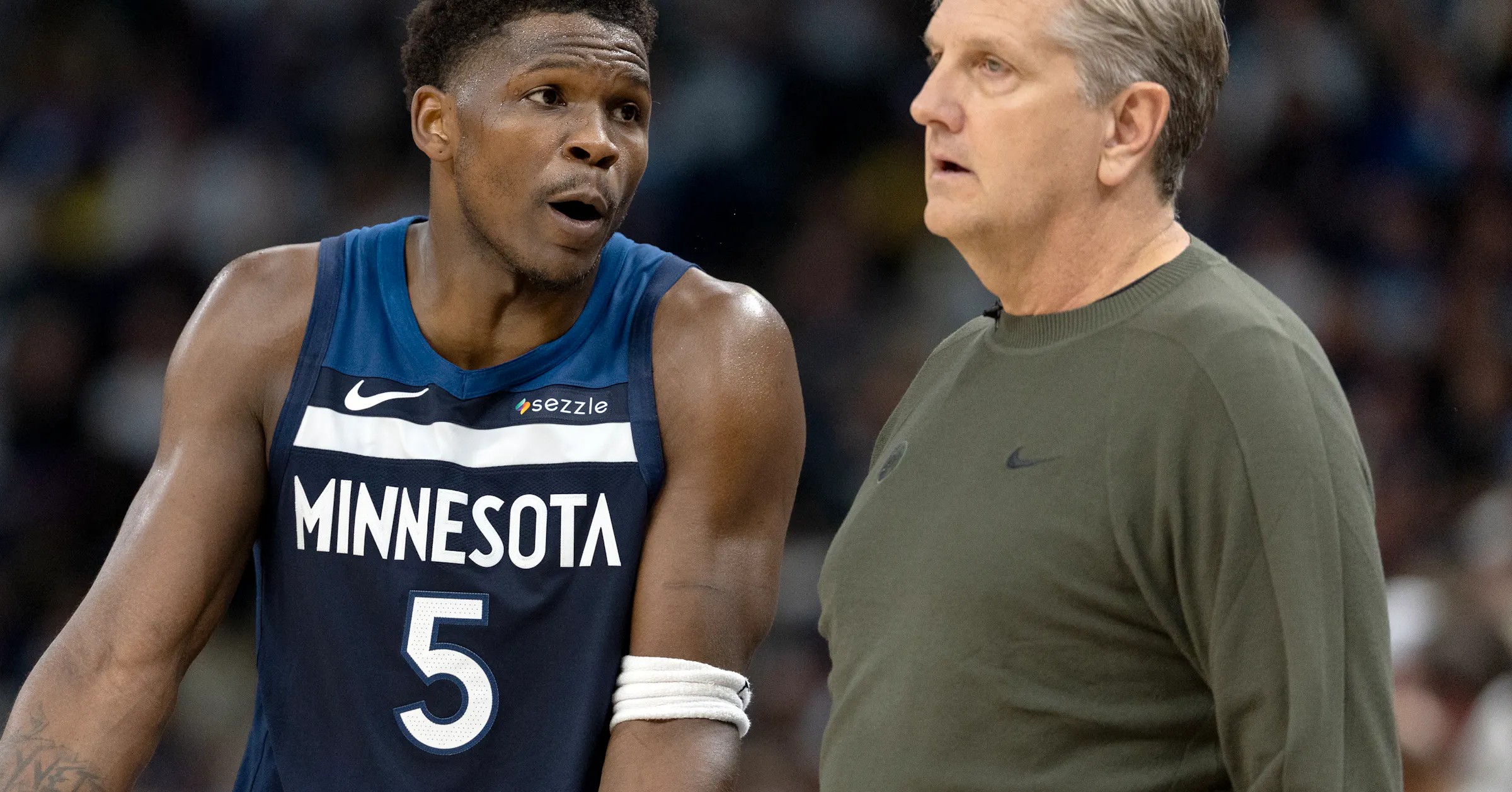 Min Wolves Logo Anthony Edwards' big shot led to interesting interaction with Chris Finch