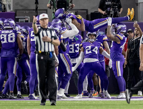 Vikings players celebrated a fumble recovery Monday with the limbo.
