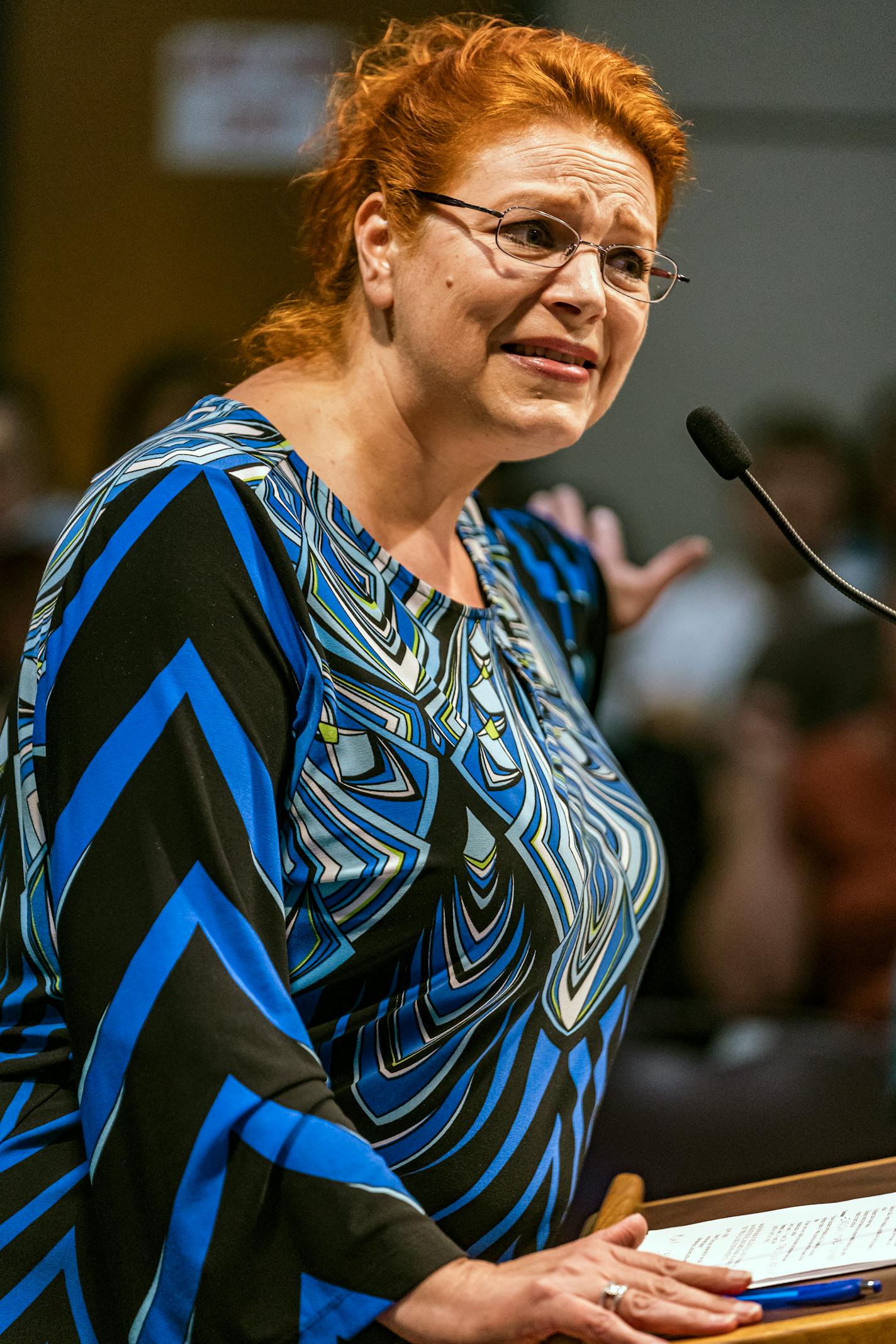 In Minnetonka, Minnesota on August 19, 2021, Nicole Nejfzchleba spoke against masks and their efficacy in preventing Covid-19 in children. The Minnetonka School Board held a work session and meeting that involved public comment — including on whether the district should mandate masks this fall. ] RICHARD TSONG-TAATARII • richard.tsong-taatarii@startribune.com