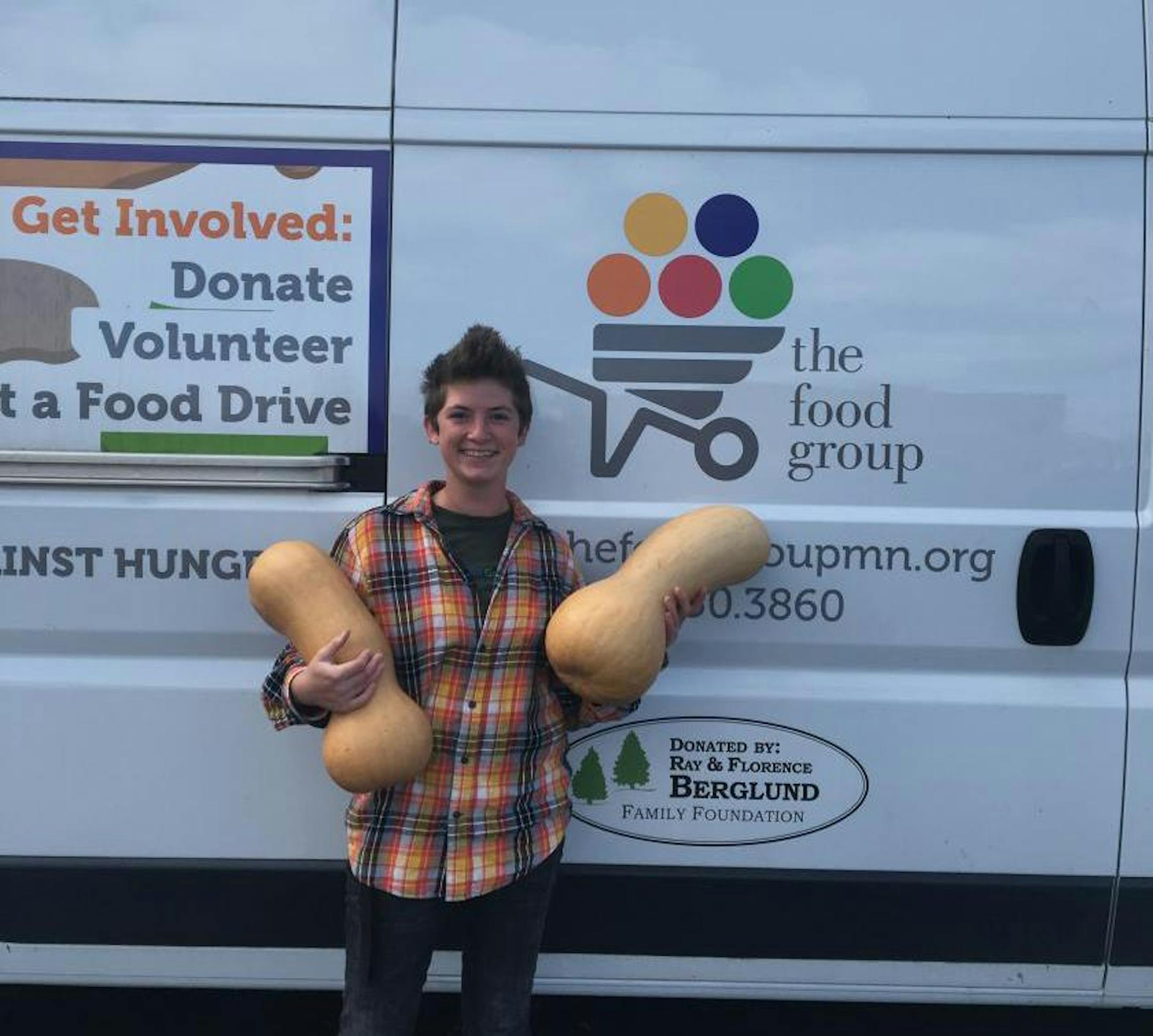 Sal Dagget, a Minnesota GreenCorps member serving with The FoodGroup, helped harvest 15,100 pounds of produce this fall for The Food Group, the 40-year-old nonprofit food wholesaler that distributes low-cost and donated food to more than 200 Twin Cities-are food shelves.