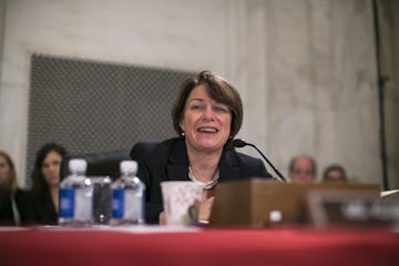 Sen. Amy Klobuchar, D-Minn., spoke while Sen. Jeff Sessions, R-Ala., President-elect Donald Trump&#x2019;s pick for attorney general, gave testimony d