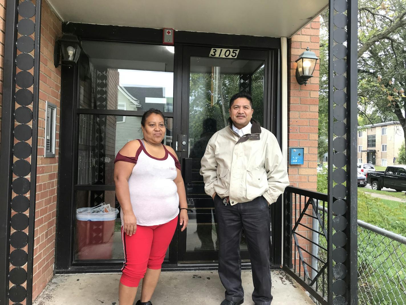 Stephen Frenz tenants Candida Mendez and Jacinto Clara Aguilar say they won't abide by orders to vacate their properties on Sunday. (Photo by Randy Furst)