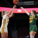 Gophers sophomore Mallory Heyer (24) shoots a three-pointer during a 22-point victory against North Dakota State at Williams Arena on Nov. 15.