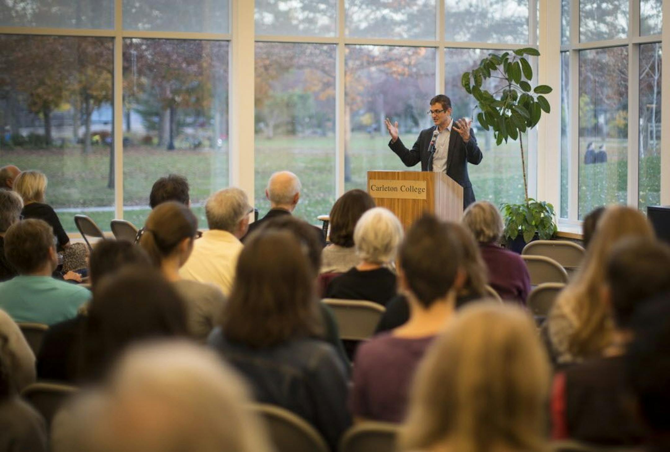 Since he took over as new leader of the Guthrie in July, Joe Haj has been introducing himself to patrons across the Twin Cities and the state. At Carleton College in Northfield, Minn., on Tuesday, November 3, 2015, Haj spoke to a crowd and answered questions.