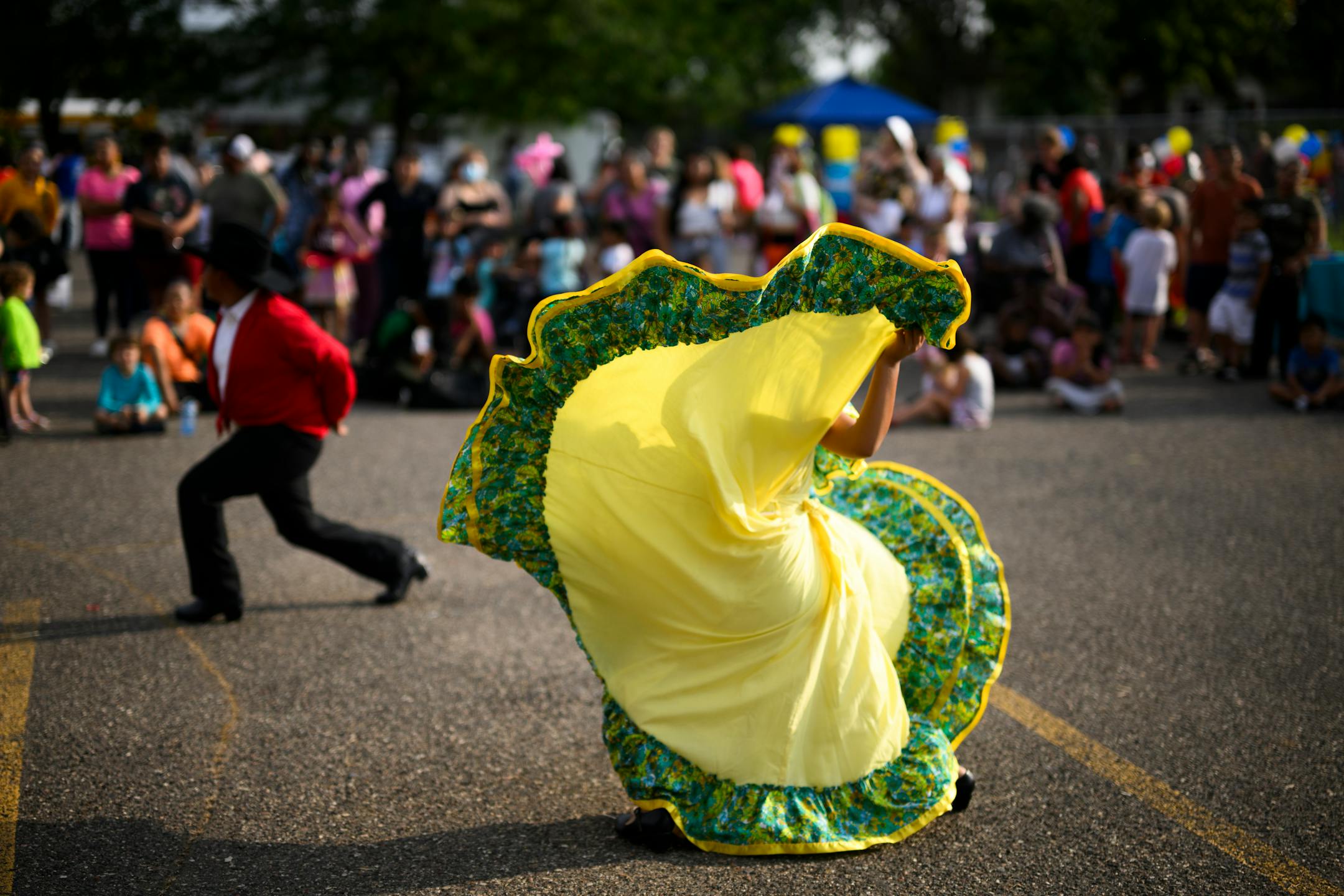 Mexico Lindo dancers Yailine Rosas, 10, Kelsey Flores, 9, and Santiago Ramos, 12, perform.
