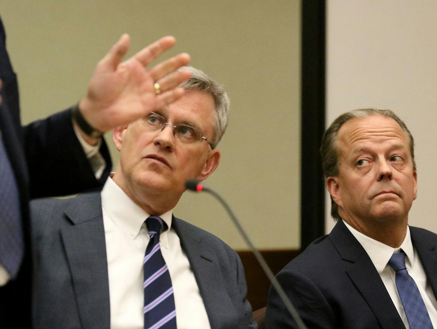 Landlord Stephen Frenz, right to left, looks on during his sentencing on a perjury conviction, seen next to his attorneys Paul Engh and Robert Sicoli, partially visible, in Hennepin County Government Center Friday, Dec. 20, 2019, in Minneapolis MN.] DAVID JOLES &#x2022; david.joles@startribune.com Stephen Frenz, once one of the city&#x2019;s biggest and most powerful landlords, was sentenced Friday in Hennepin District Court to 60 days in the county workhouse for a perjury conviction arising fro