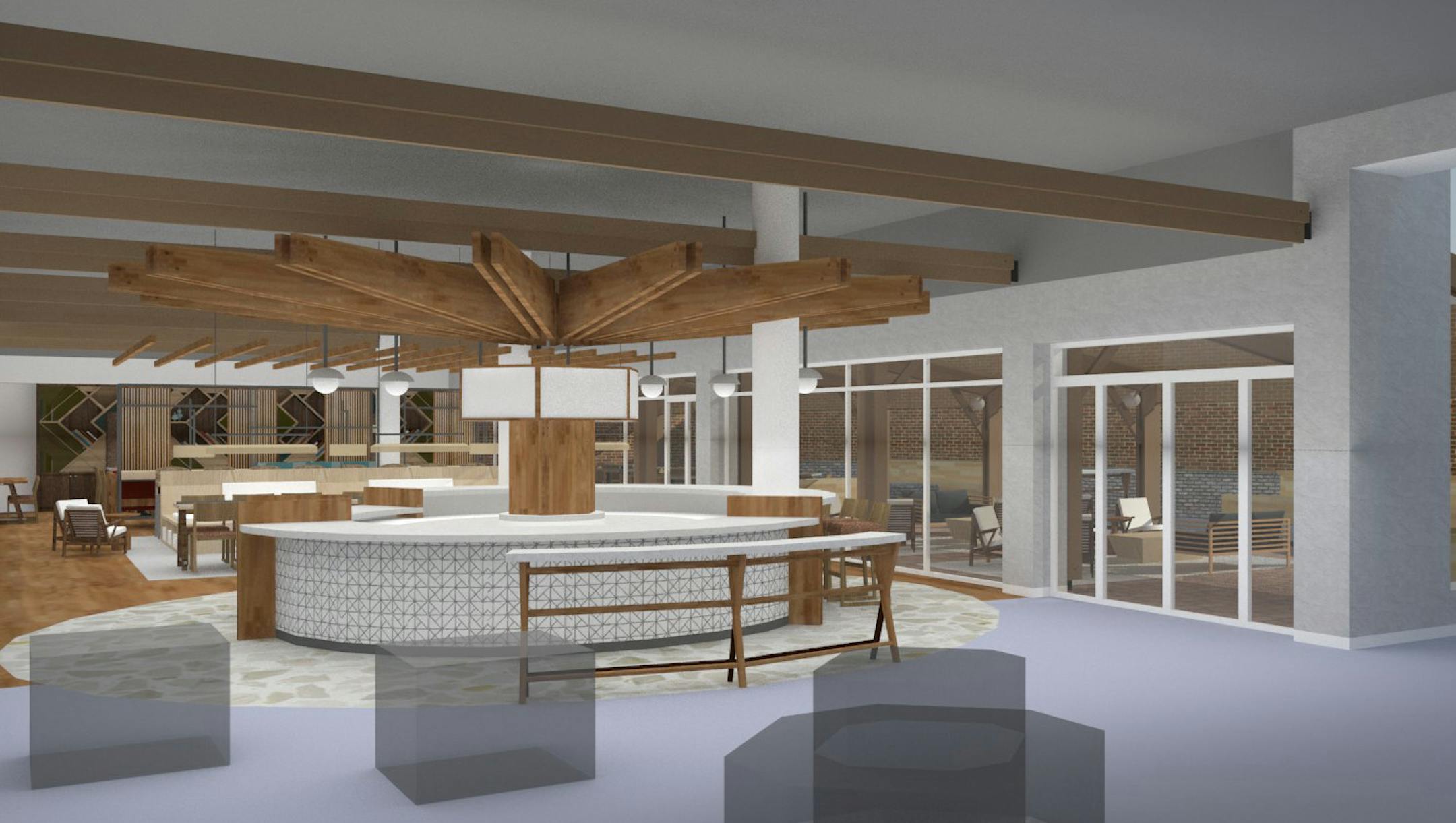 Rendering of the bar area at a New York Barnes & Noble, which will be similar to the one opening in the Galleria.