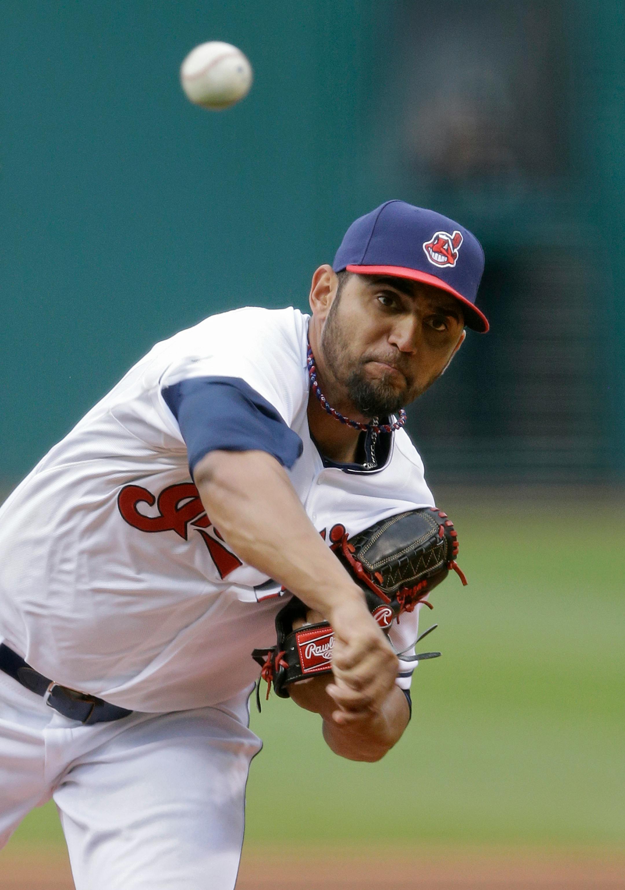 Cleveland Indians starting pitcher Danny Salazar delivers against the Minnesota Twins in the first inning of a baseball game Wednesday, May 7, 2014, in Cleveland. (AP Photo/Mark Duncan)