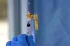 A syringe of the Moderna COVID-19 vaccine is shown Thursday, March 4, 2021, at a drive-up mass vaccination site in Puyallup, Wash.