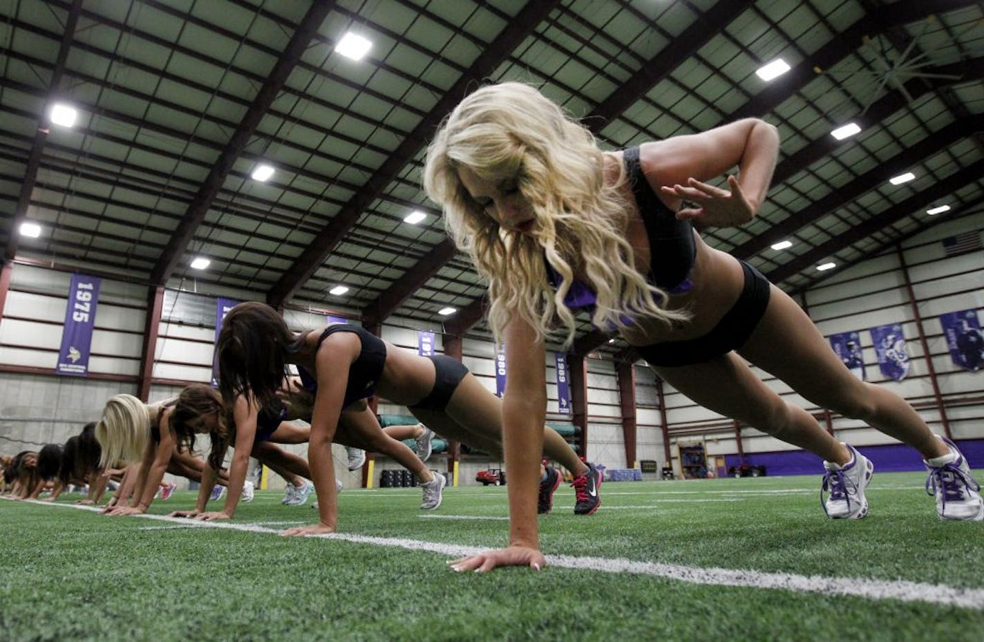 Minnesota Vikings cheerleader Kayle Munson worked out with the squad.