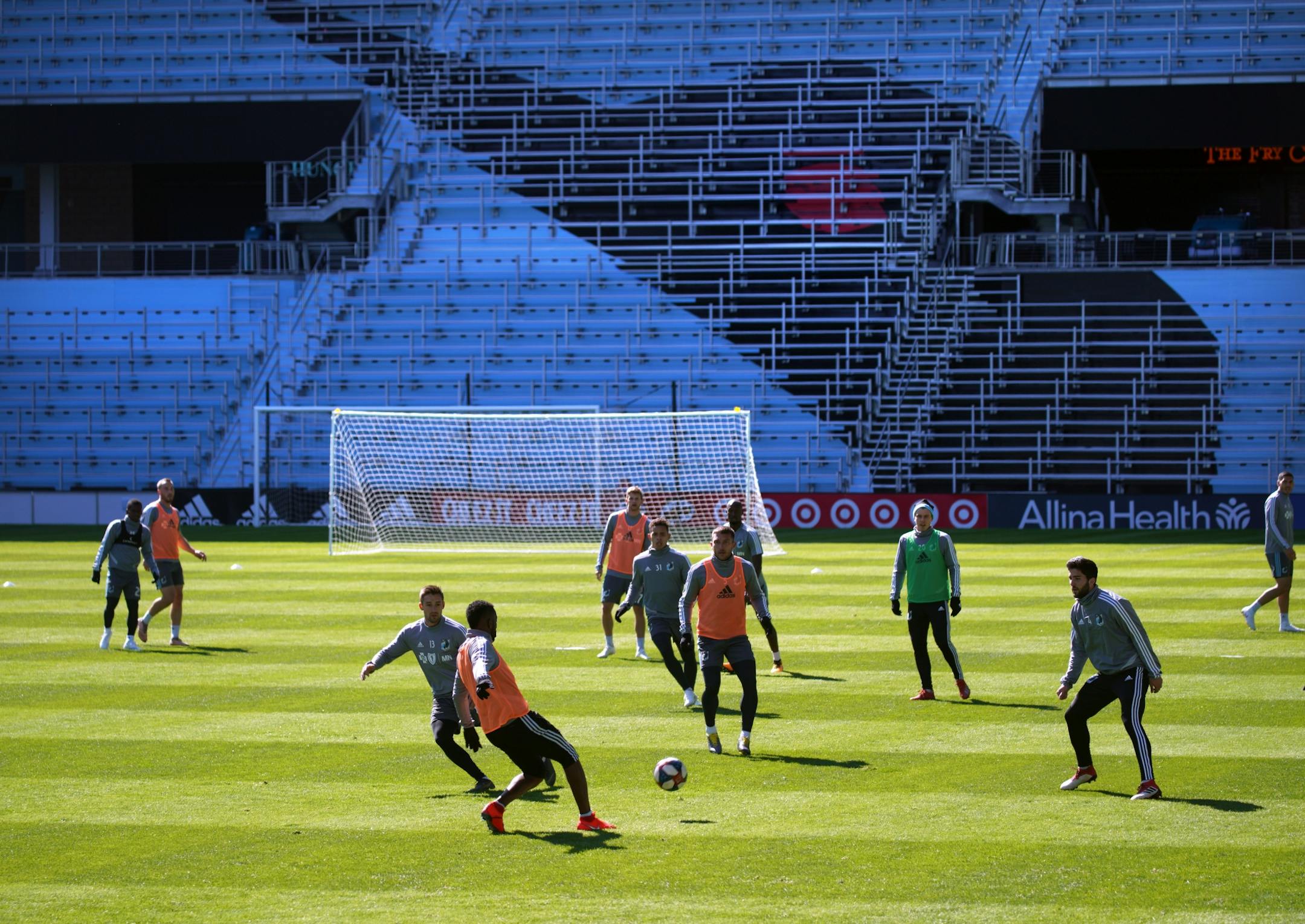First Minnesota United soccer practice at Allianz Field in St. Paul.