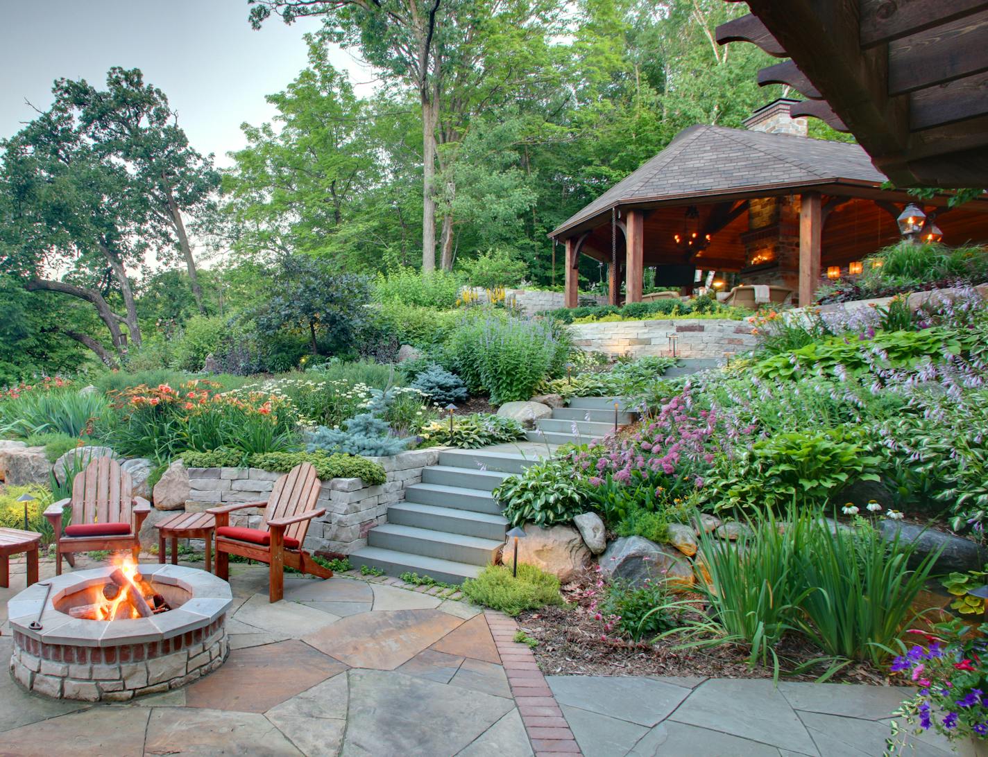 Credit:Justin Bullis
Debbie and Scott Grieve embrace the seasons thanks to their pavilion-topped outdoor space, created by Mom's Design Build.