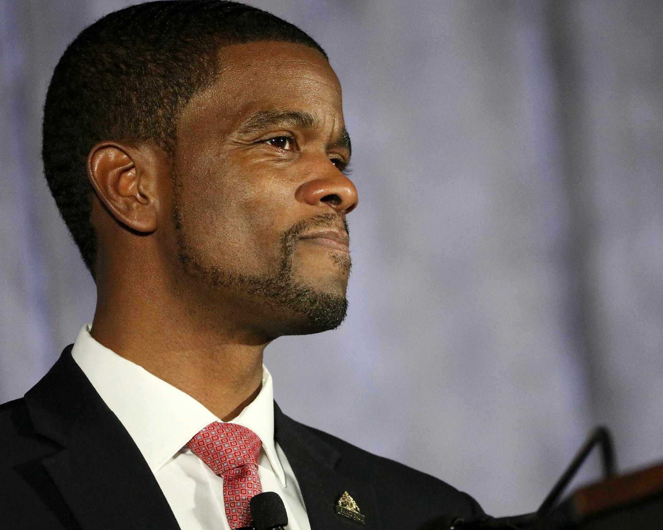 Melvin Carter spoke after taking the oath of office during his swearing in ceremony as St. Paul mayor.