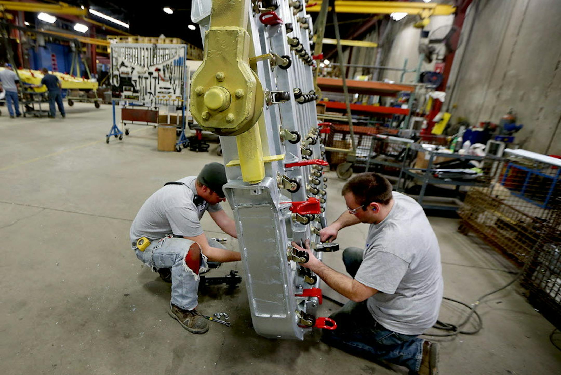 Production at Fast Global Solutions (formerly WASP Inc.), a manufacturer that produces massive expandable conveyer systems and cargo dollies, Wednesday, April 6, 2016 in Glenwood, MN. ] (ELIZABETH FLORES/STAR TRIBUNE) ELIZABETH FLORES • eflores@startribune.com