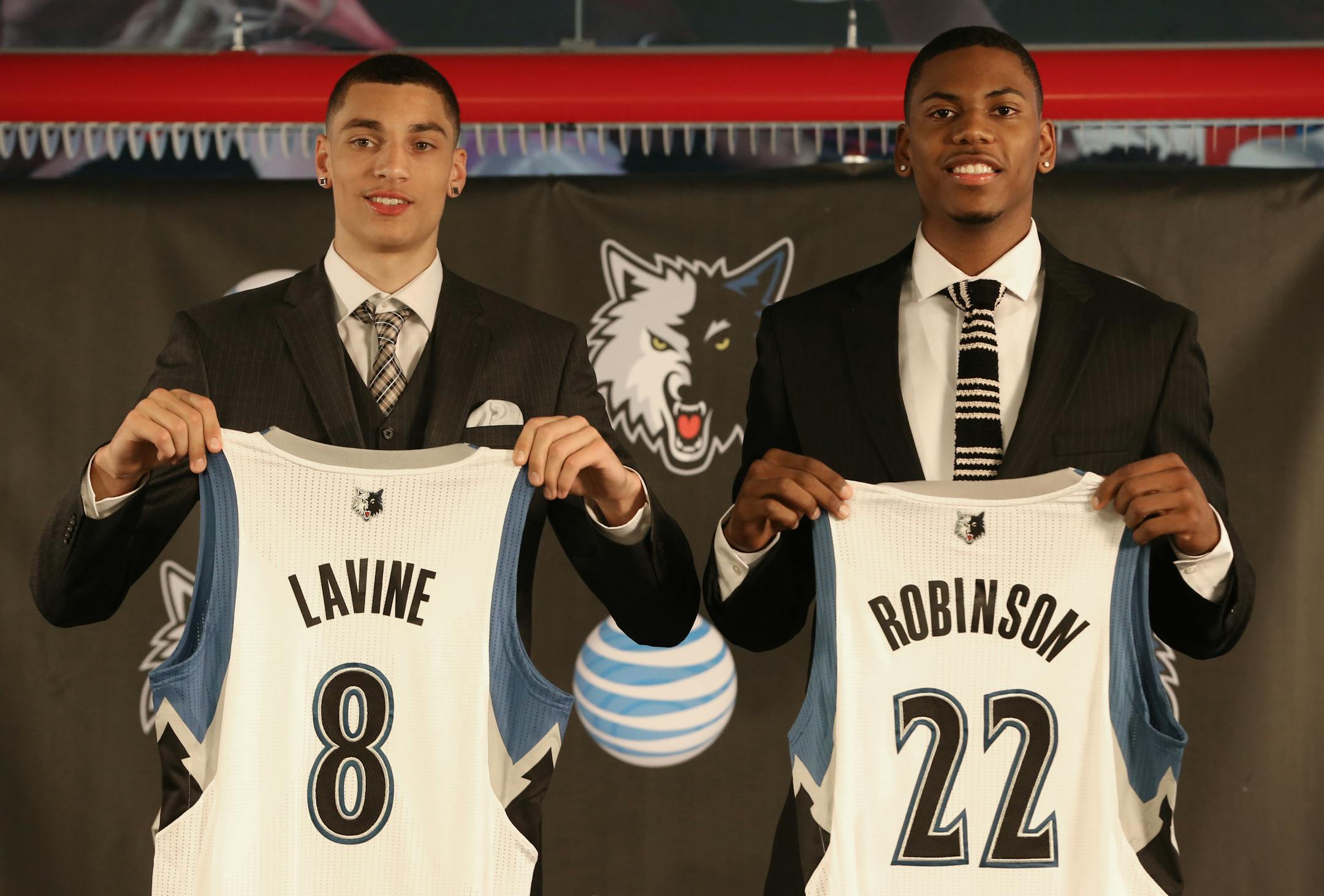 Timberwolves draft picks Zach LaVine, left, and Glenn Robinson III will get to make their first on-court impressions during the summer league in Las Vegas.