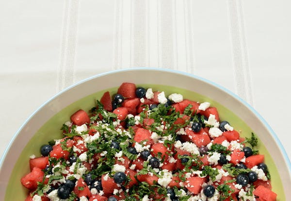 Watermelon, Feta and Blueberry Salad.