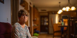 Christine Knirk, photographed in her Burnsville home on April 8. Knirk, 65, of Burnsville was caught in a dispute between her health insurer and healt