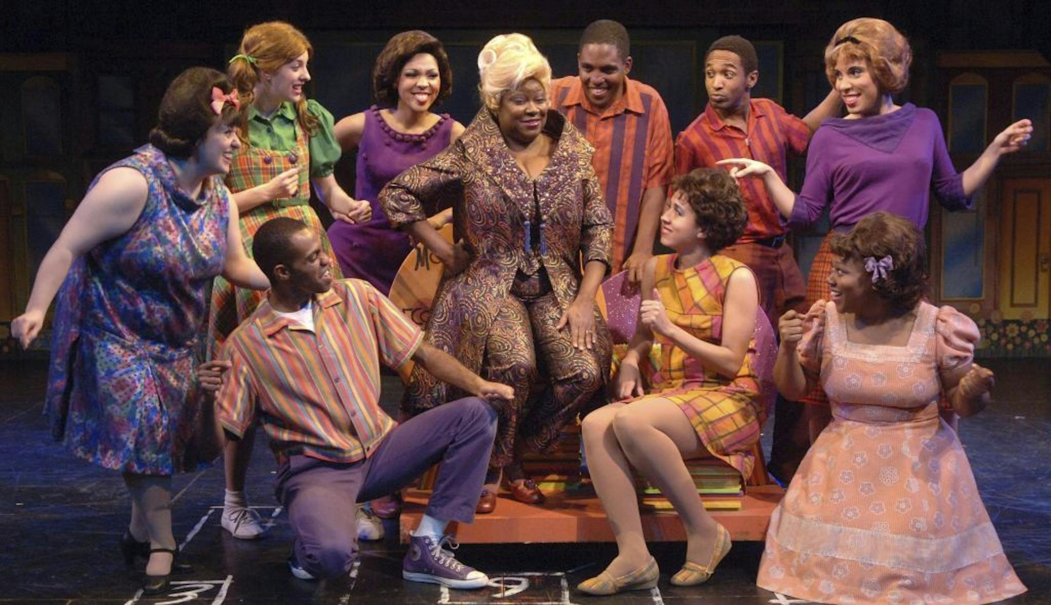 Ginger Commodore (center) and the cast of "Hairspray"