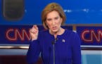 Republican presidential candidate, businesswoman Carly Fiorina speaks during the CNN Republican presidential debate at the Ronald Reagan Presidential 