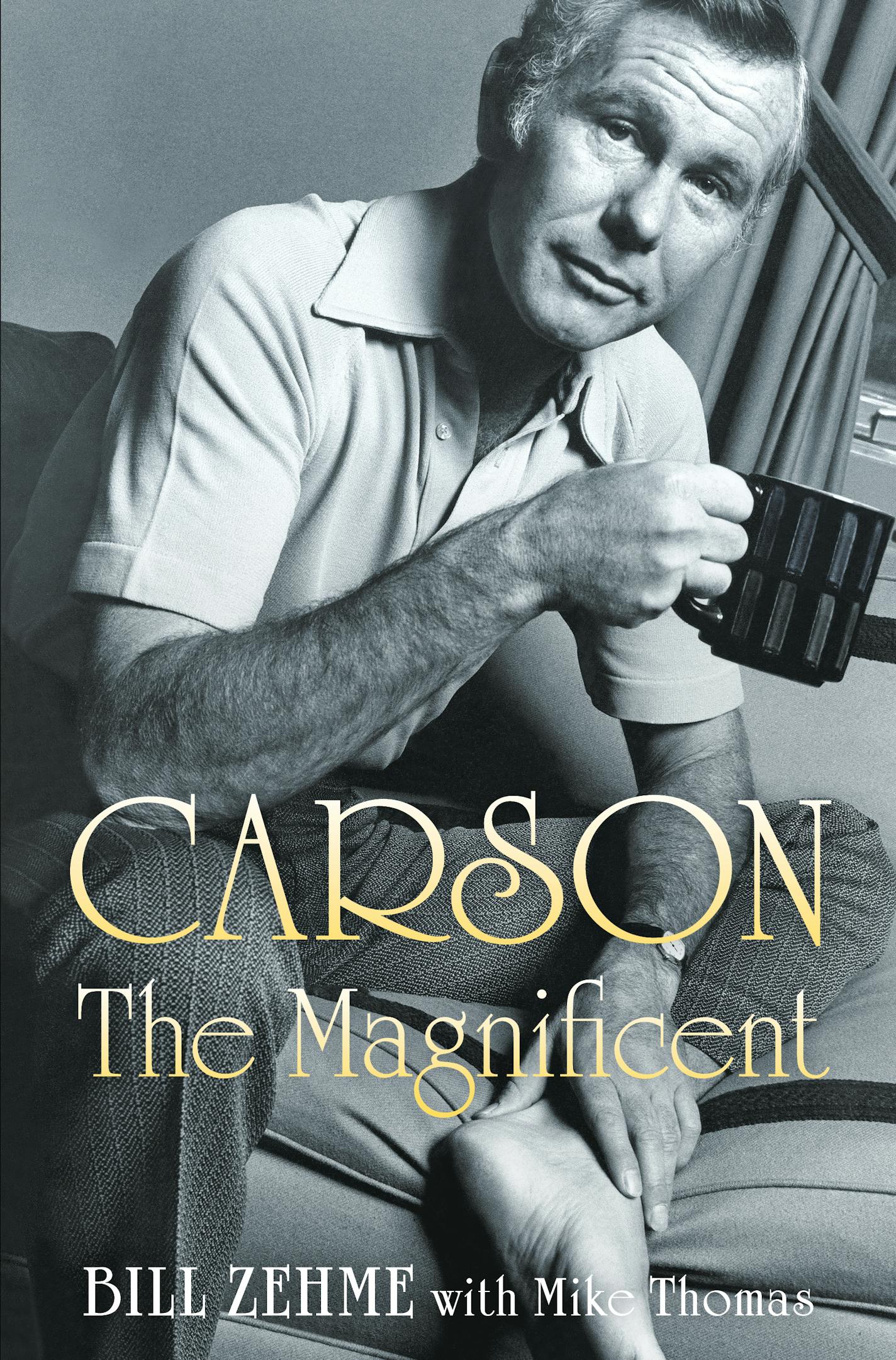 cover of Carson the Magnificent features a black and white photo of a seated Johnny Carson