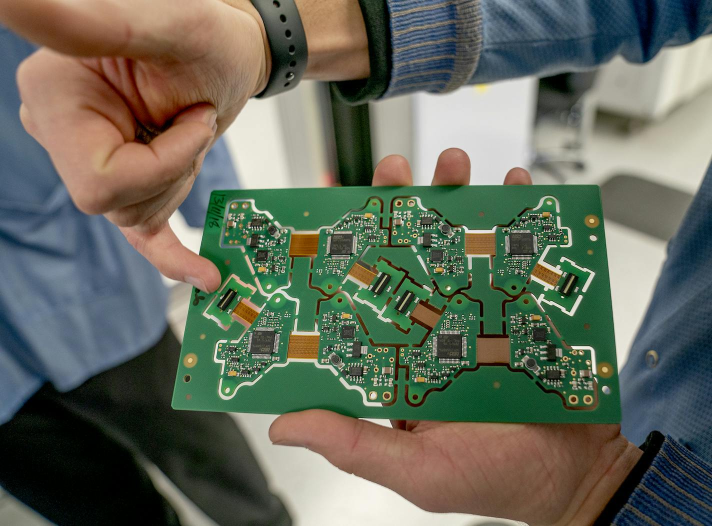 Banner Engineering Corporation's Tanner Bauman showed a type of circuit board that is created in their circuit board factory, Friday, December 7, 2018 in Plymouth, MN. The company makes tank sensors and other instruments for factories and trucking companies. ] ELIZABETH FLORES &#xef; liz.flores@startribune.com