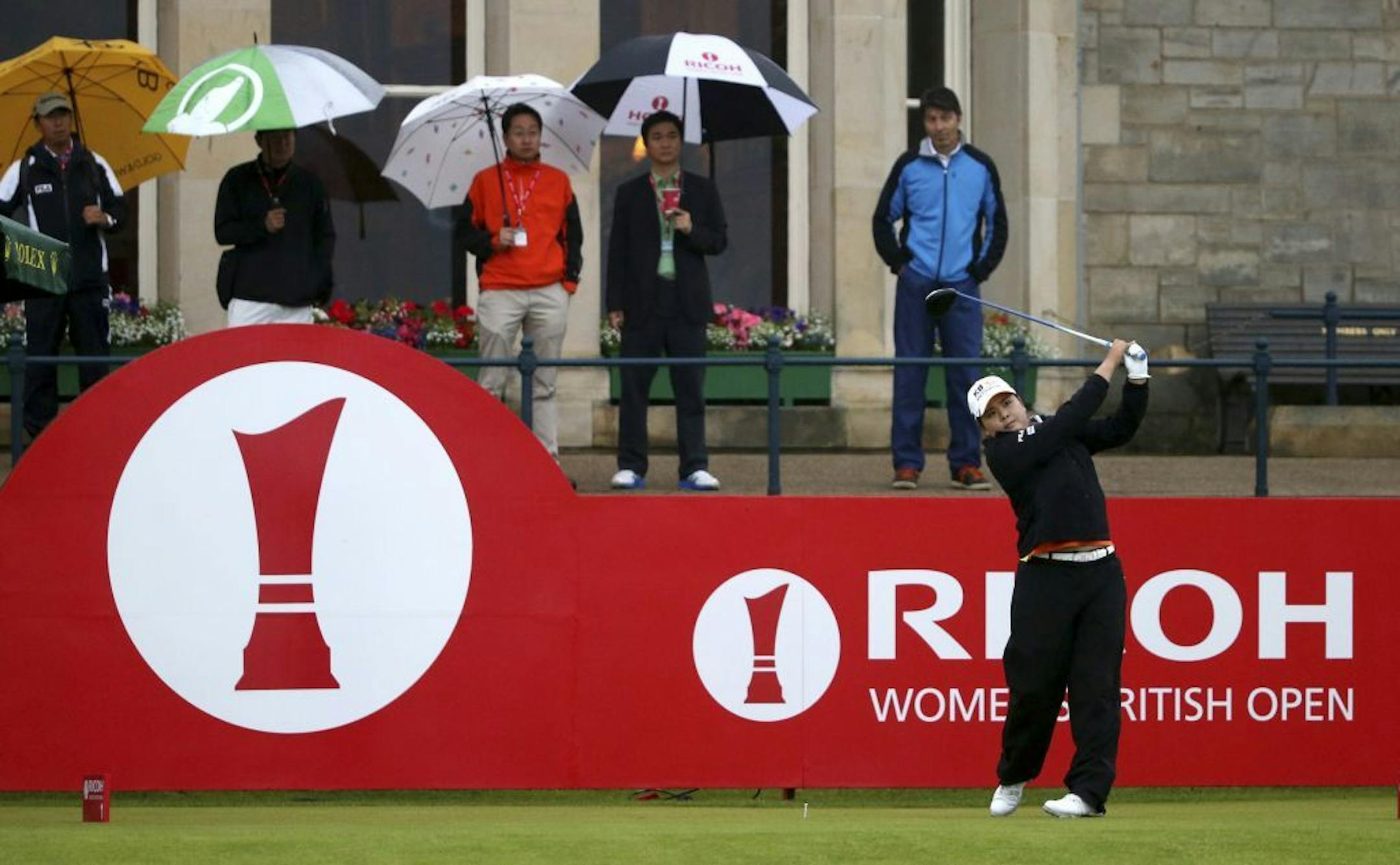 South Korea's Inbee Park tees off.