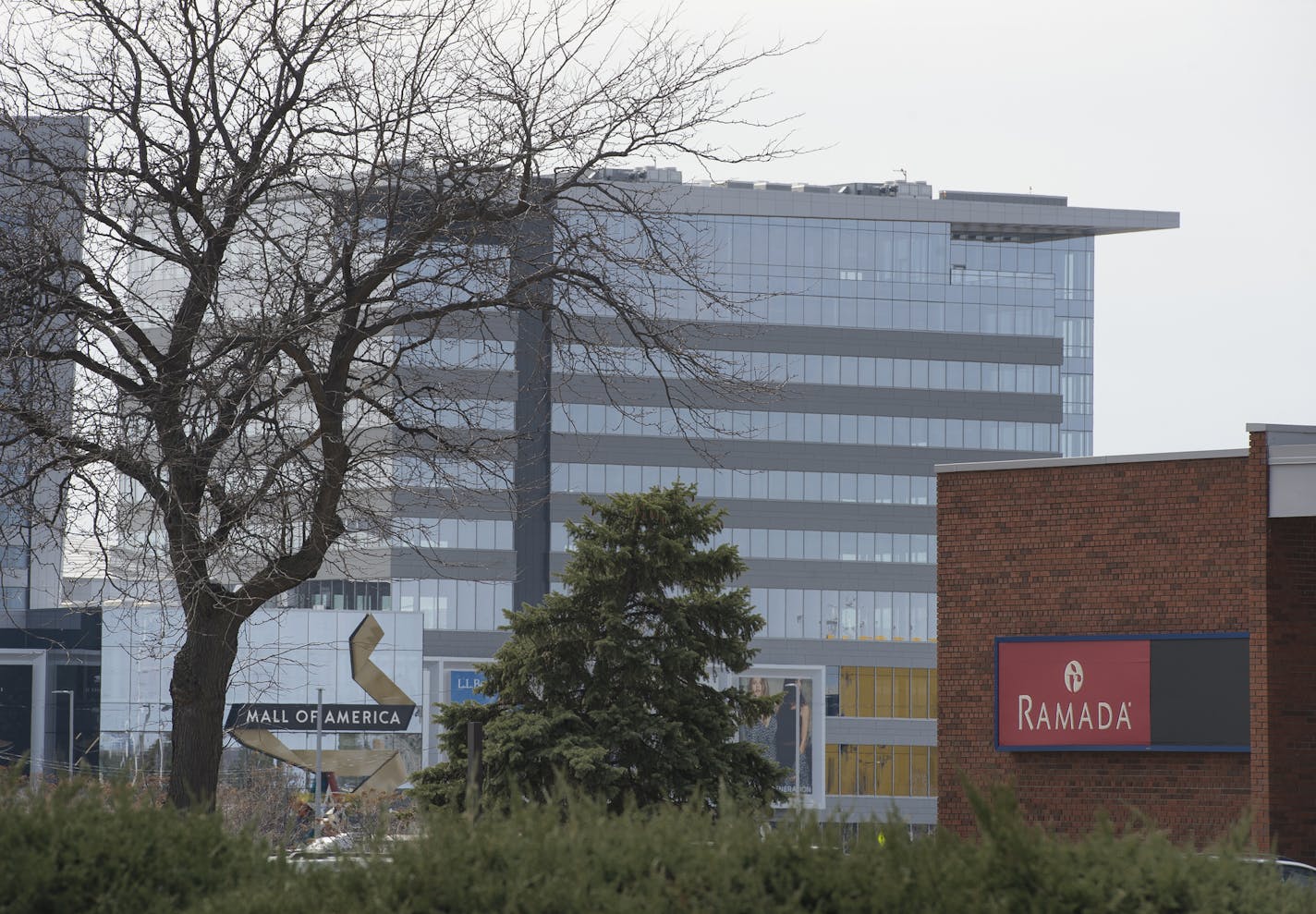 The Mall of America is visible from beyond the adjacent Ramada hotel Tuesday. The Bloomington City Council approved the Port Authority's purchase of the Ramada, formerly the Thunderbird Hotel, which will then sell it to the Mall of America for the same $18.5 million price. It is part of the Authority's longterm vision to urbanize the South Loop and could be considered Phase 4 of the mall's future expansion.