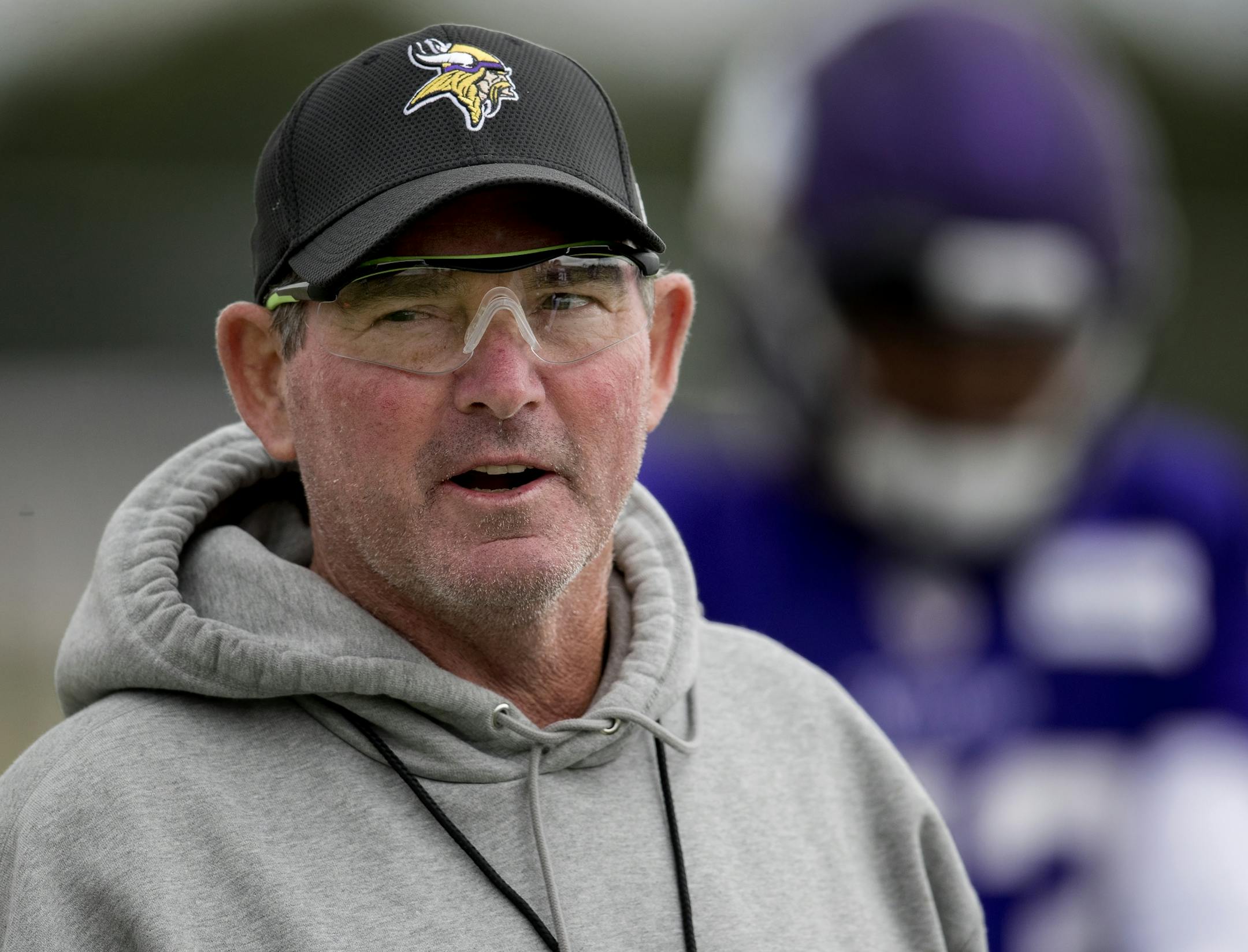 Minnesota Vikings head coach Mike Zimmer during the afternoon practice.