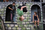 A group of boys practice trampoline tricks at with Circus Juventas in St. Paul. Circus Juventas trains young performers ages 3 to 21 in a range of cir