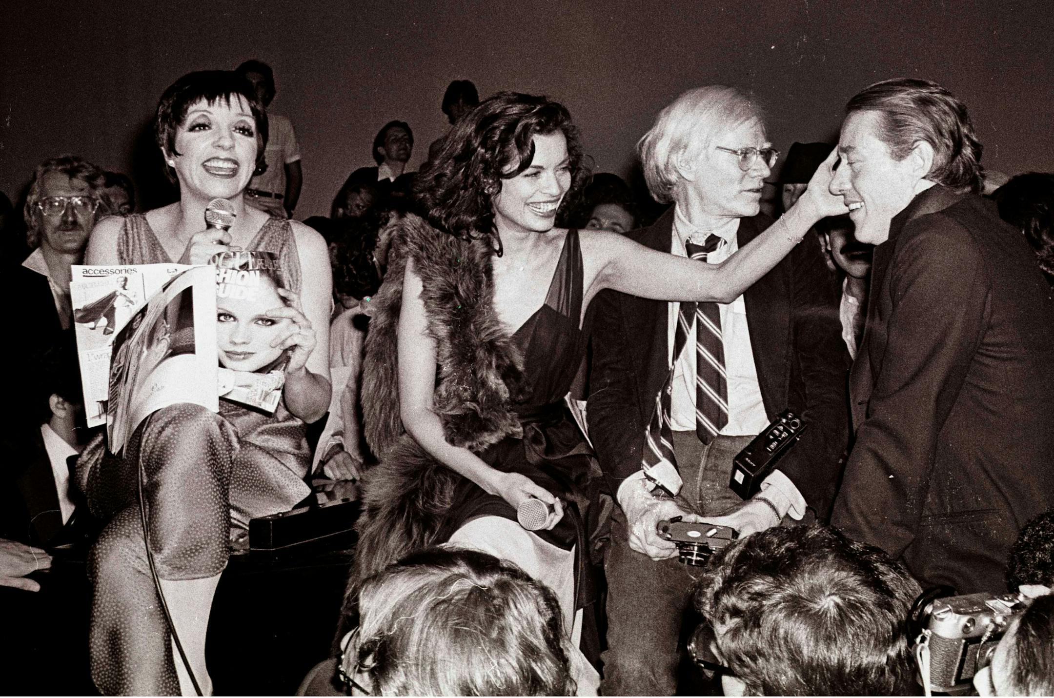 Liza Minelli, Bianca Jagger, Andy Warhol and Halston at Studio 54.