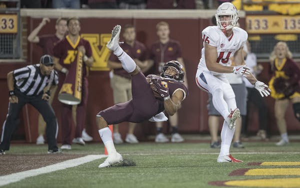 Minnesota's defensive back Antoine Winfield Jr. intercepted the ball in the end zone from Fresno State's tight end Jared Rice to save the game in the 