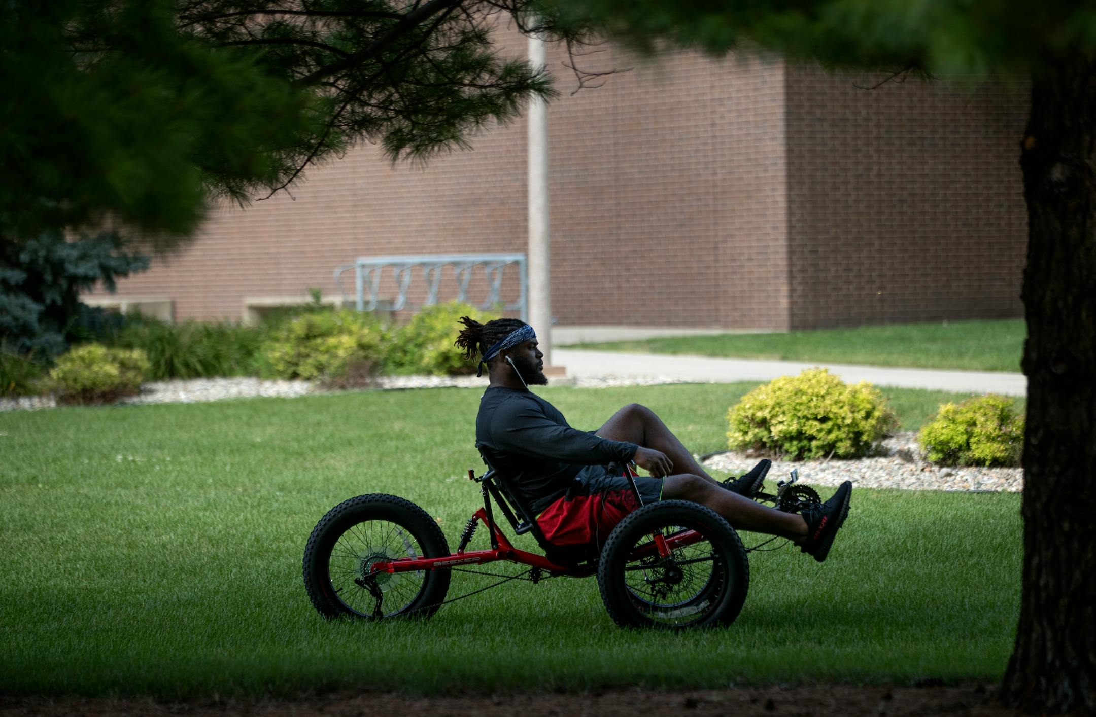 Vikings tackle Sharrif Floyd was among the rookies and select players that arrived at Vikings training camp at Minnesota State University Mankato Sunday July 23, 2017 in Mankato, MN. ] JERRY HOLT � jerry.holt@startribune.com