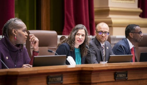 City Council president Lisa Bender, center, and other council members speak about the 2040 Comprehensive Plan before voting.