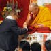The Dalai Lama celebrated the Tibetan New Year on Sunday at Augsburg College. In this photo, he thanked U.S. Rep. Keith Ellison, D-Minn., for his supp