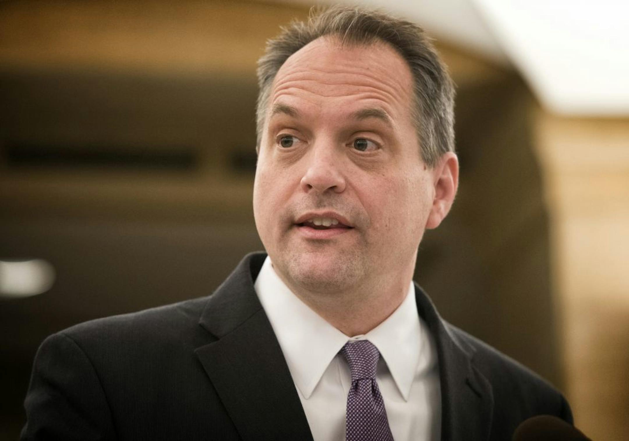 Minnesota Management & Budget Commissioner Jim Schowalter was upbeat about the forecast. Thursday, February 28, 2013.