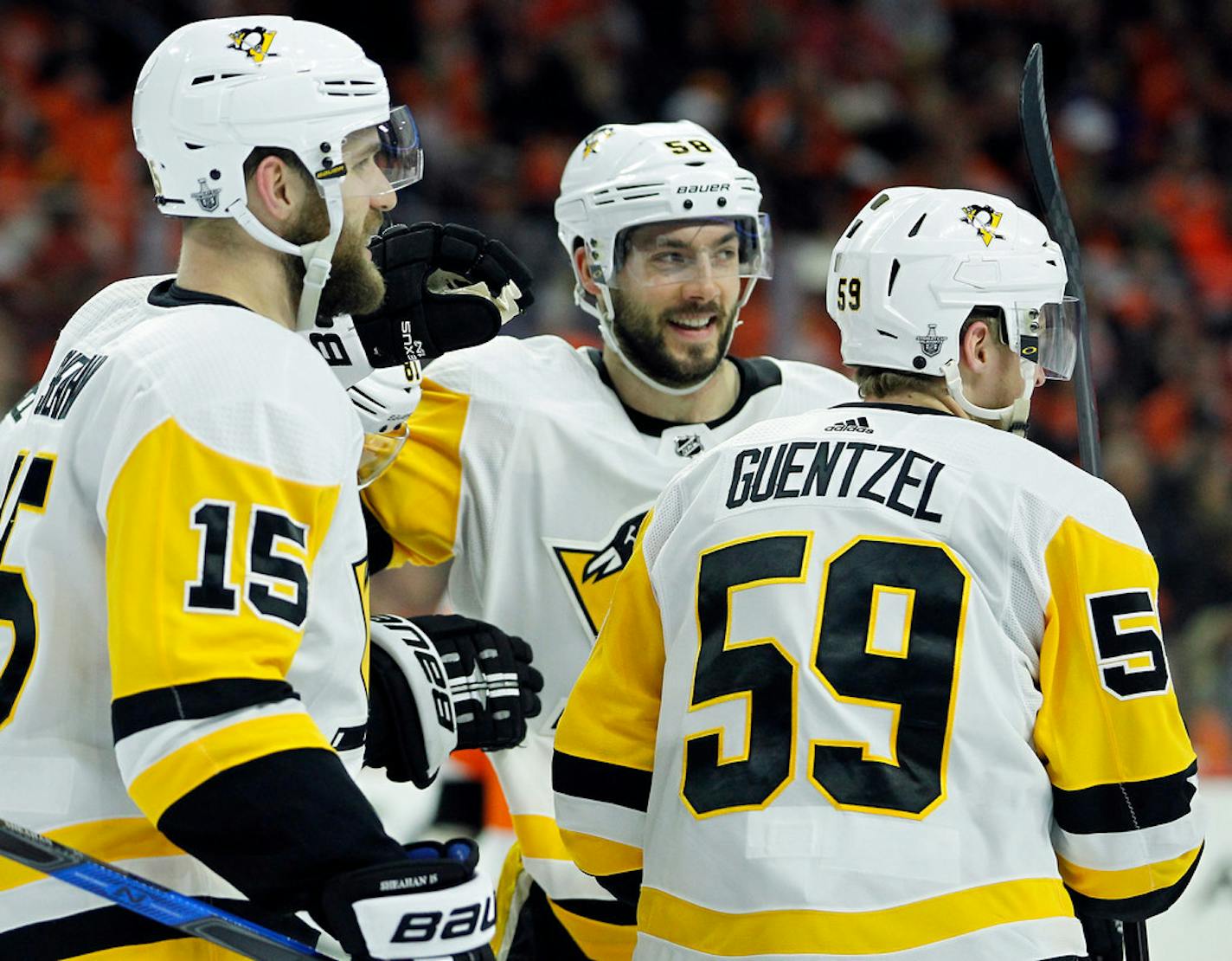 Jake Guentzel scored four goals for Pittsburgh in Game 6 of its series against Philadelphia, and wasn't shy talking about it on the ice.