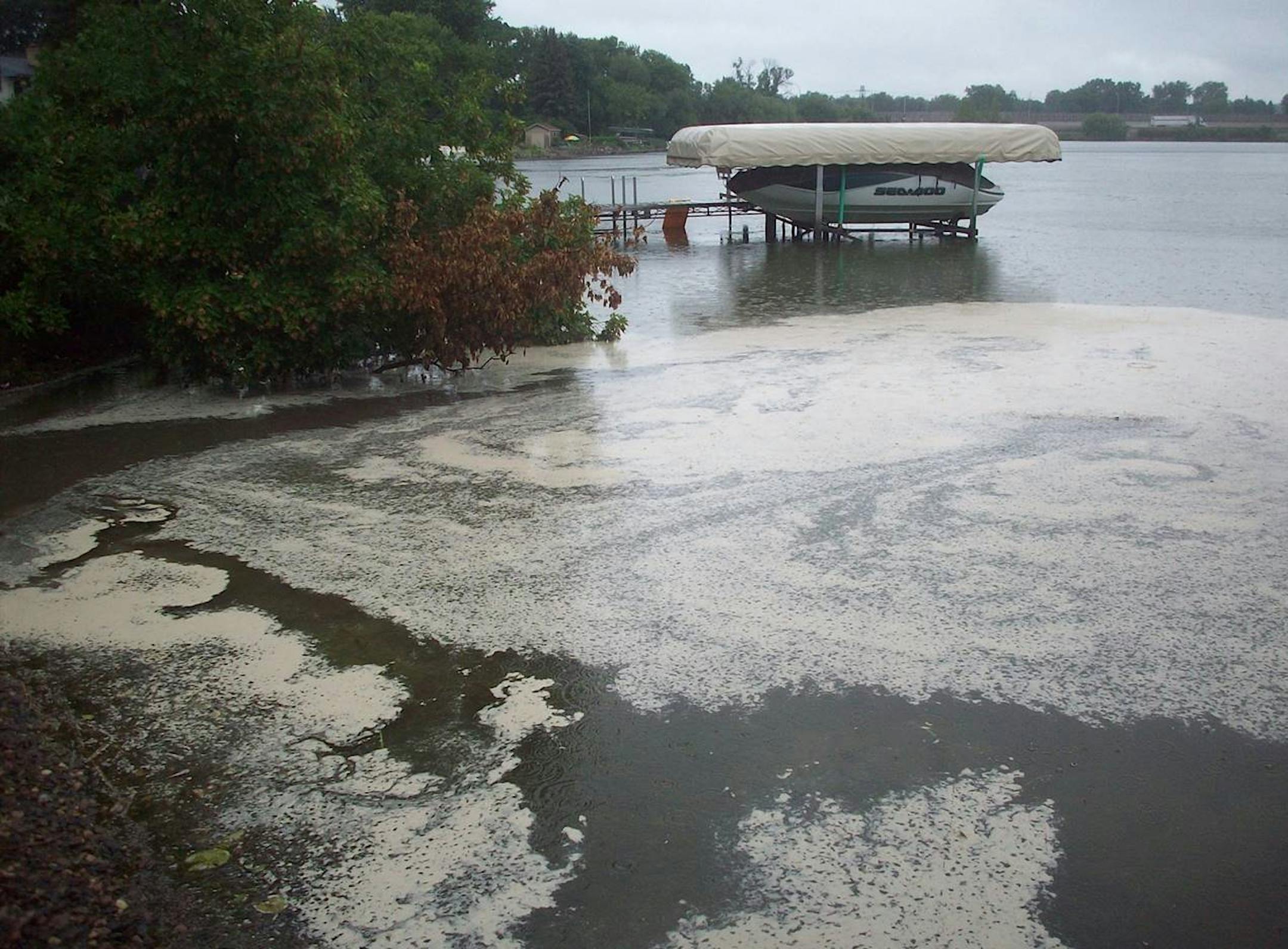 Cement spilled into Lower Twin Lake in Robbinsdale on Aug. 18, 2015. Photo submitted by Robbinsdale resident Gary Nast.