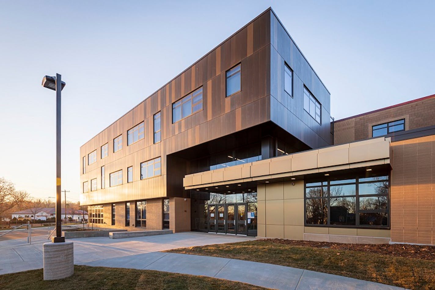 This photo provided by St. Paul Public Schools shows the renovated Humboldt High School.